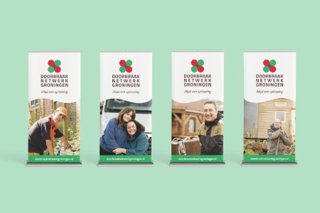 Vormgeving roll-up banners Doorbraaknetwerk Groningen