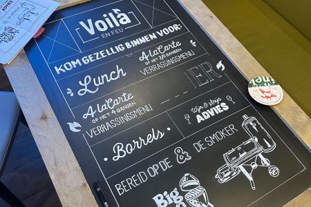 Eigen ontwerp op krijtborden tekenen
